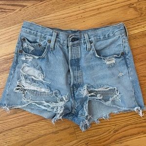 Levis high waisted 501 jean shorts